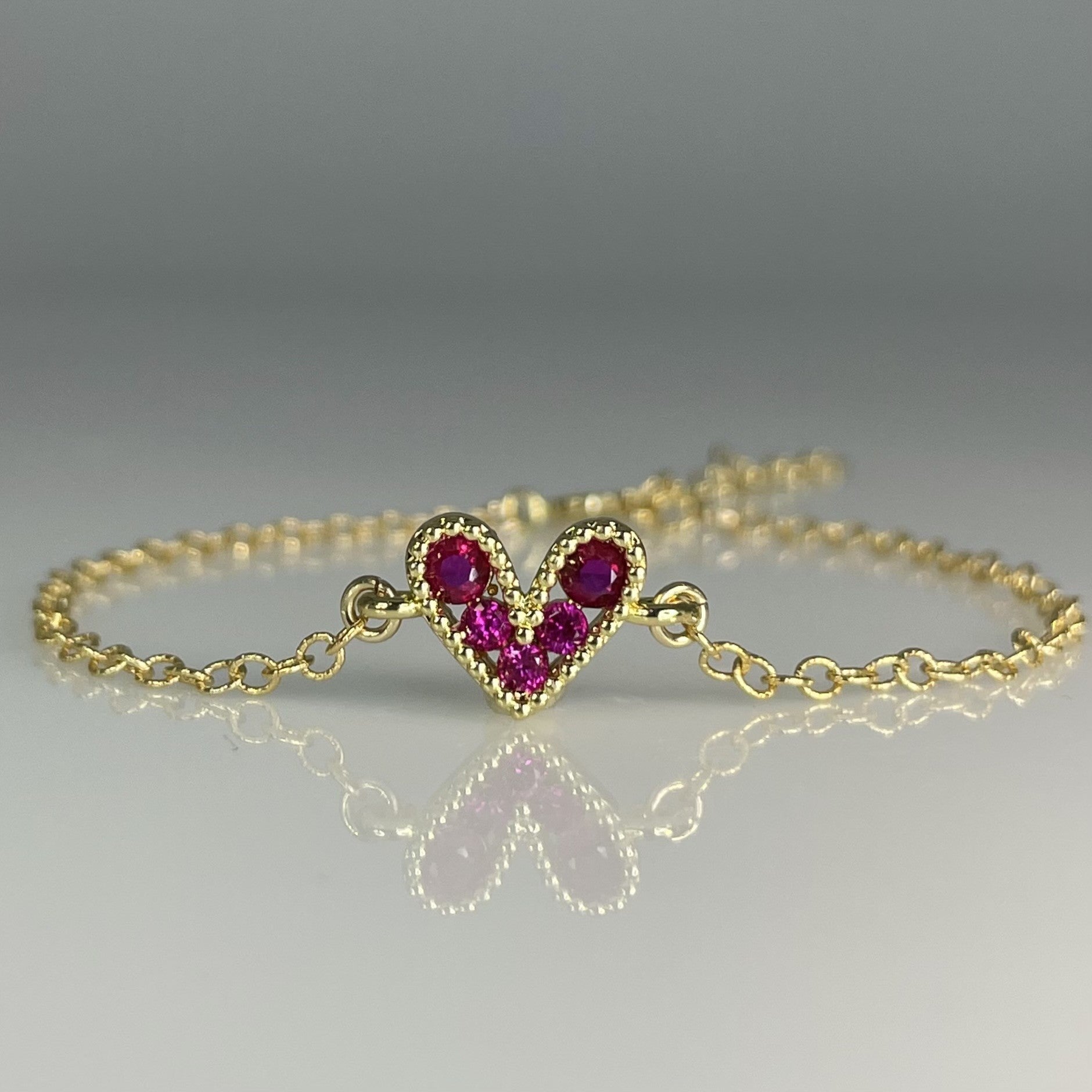 Ruby Heart Bracelet - Stone