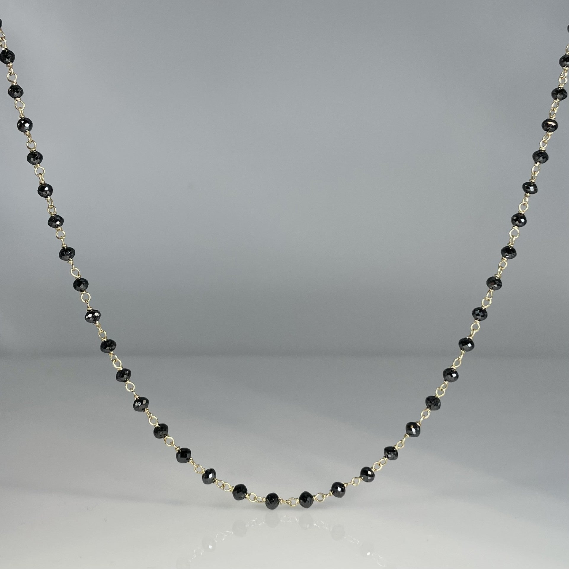 14K Yellow Gold Black Diamond Beaded Necklace 23.5ct – KyleChanDesign