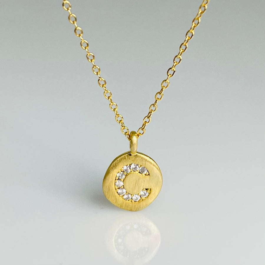 Initial Necklace with Cubic Zirconia CZ 8mm
