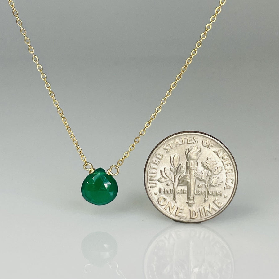 Green Onyx Drop Necklace 7mm