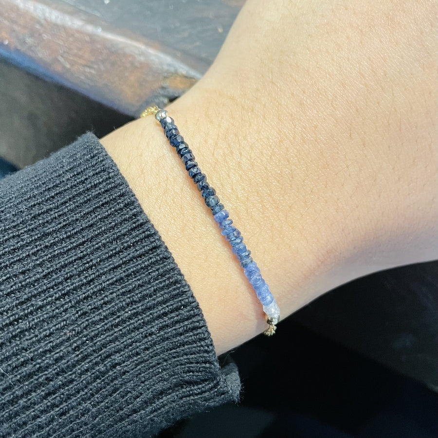 Blue and White Sapphire 2" Bar Bracelet