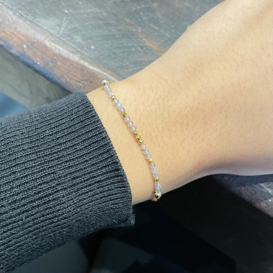 Labradorite/Gold Pyrite 2" Bar Bracelet