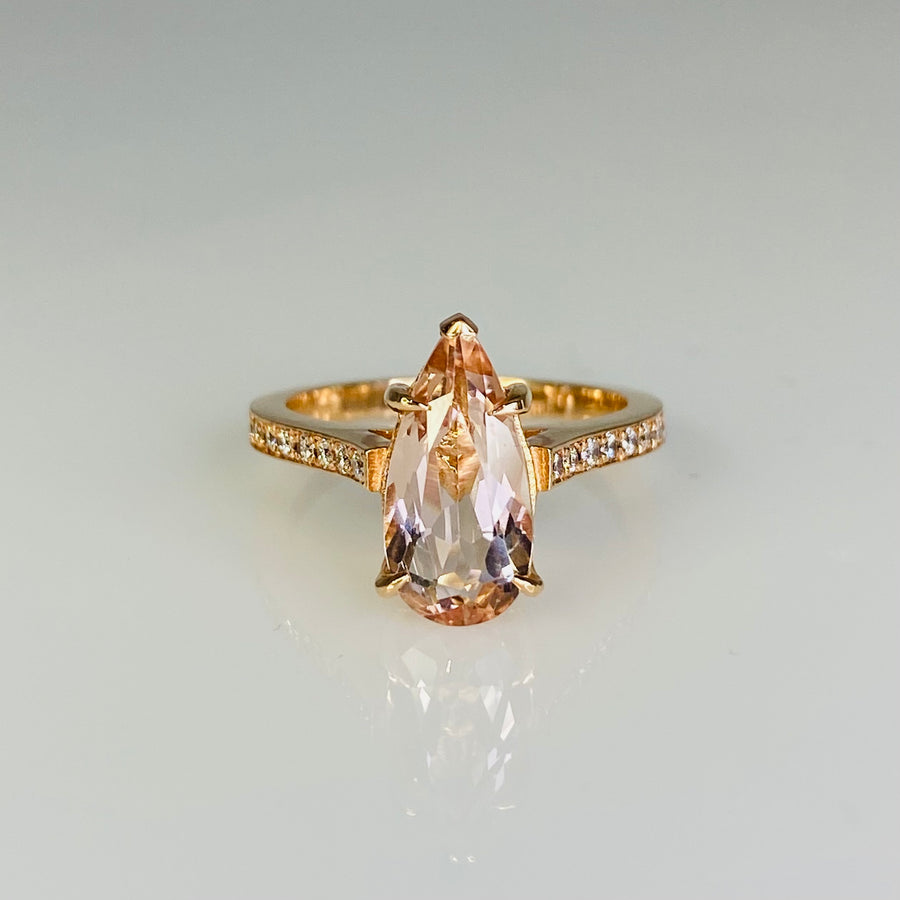 14K Rose Gold Morganite and Diamond Ring 1.79/0.40ct