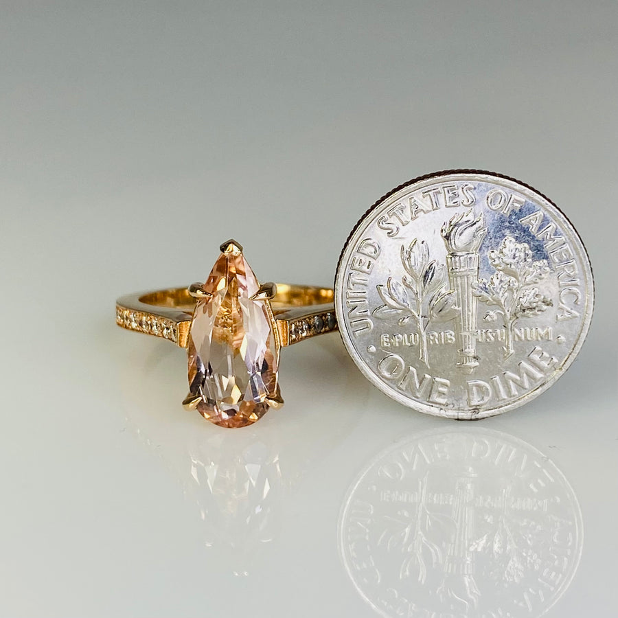 14K Rose Gold Morganite and Diamond Ring 1.79/0.40ct