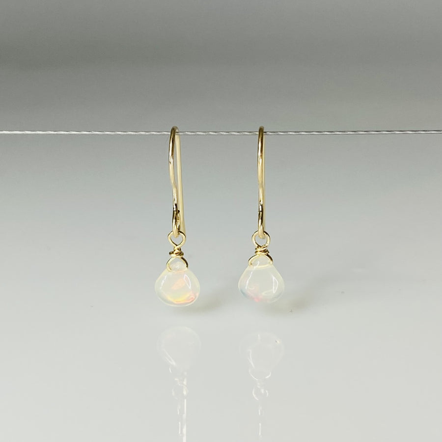 14K Yellow Gold Ethiopian Opal Teardrop Earrings