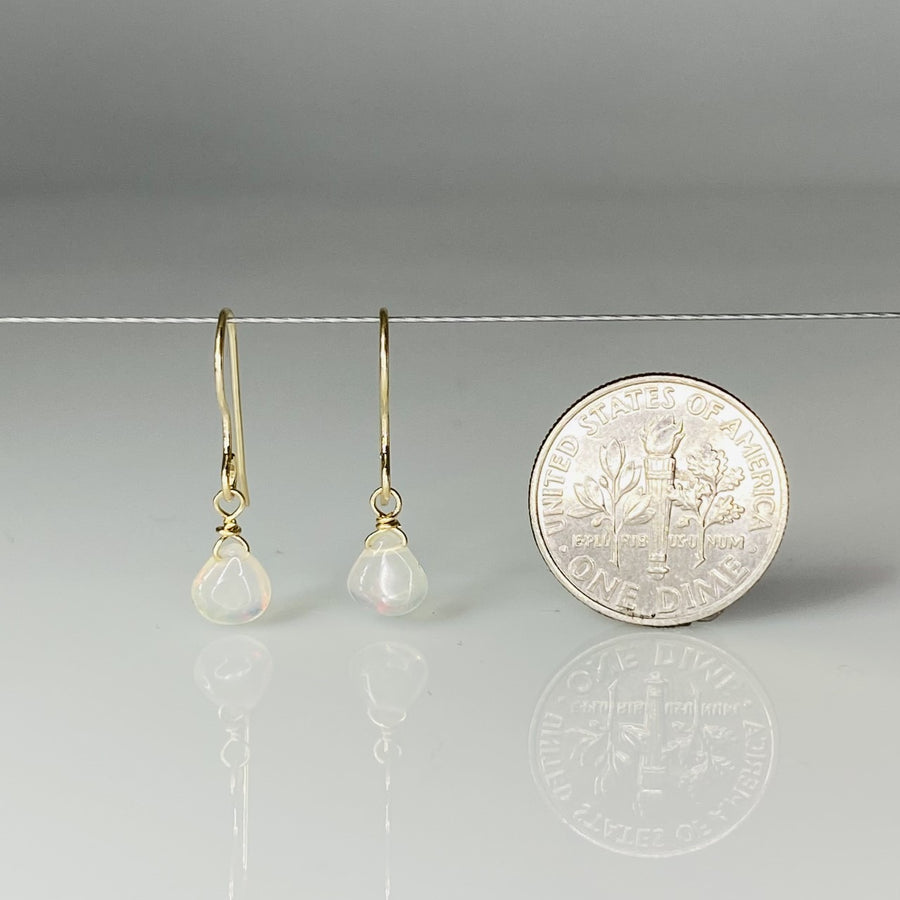 14K Yellow Gold Ethiopian Opal Teardrop Earrings