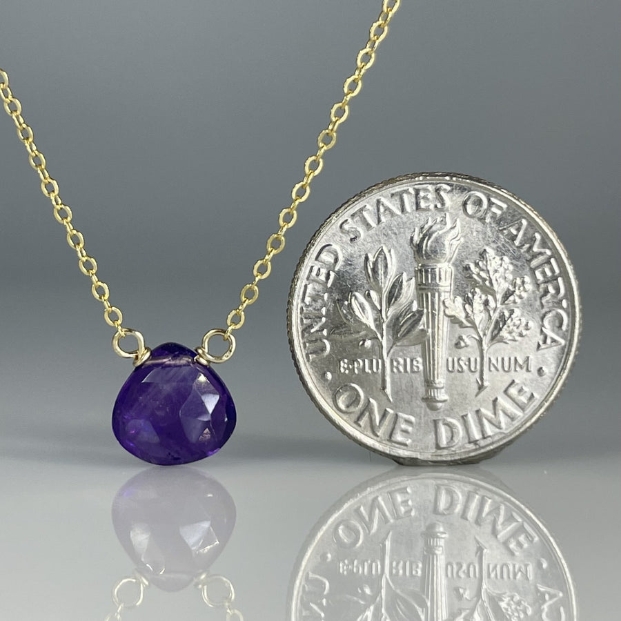 14K Yellow Gold Amethyst Necklace 7mm