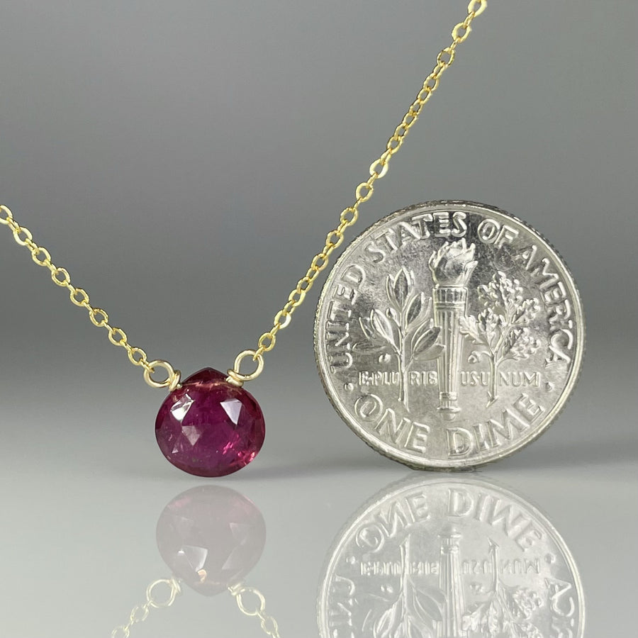 Pink Tourmaline Drop Necklace 8mm