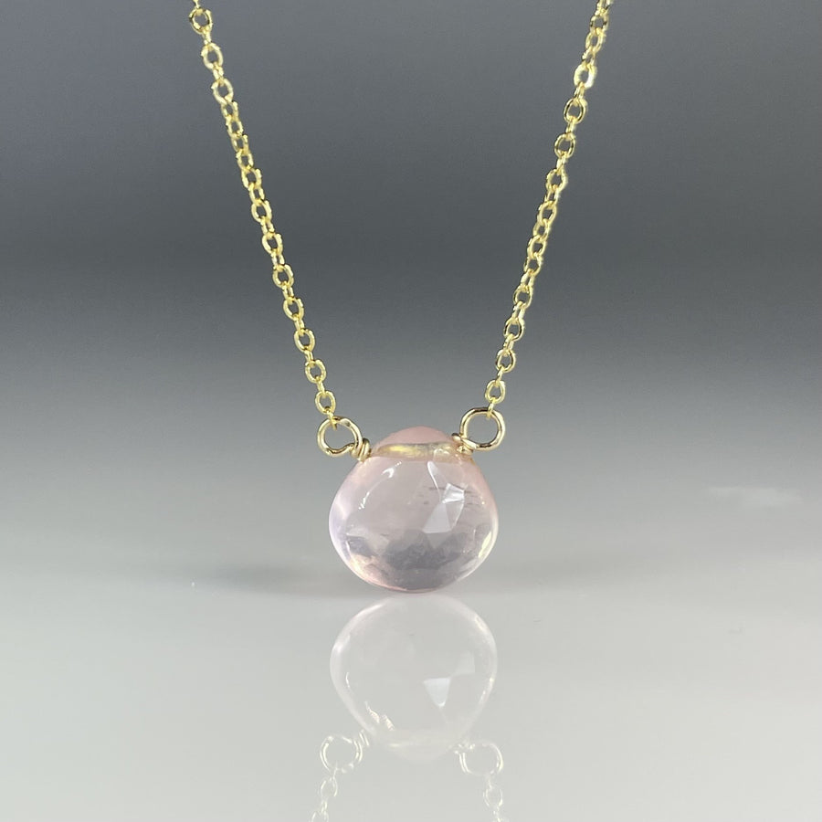 Rose Quartz Drop Necklace 10mm