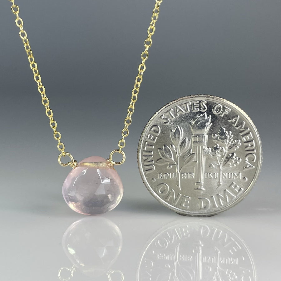 Rose Quartz Drop Necklace 10mm