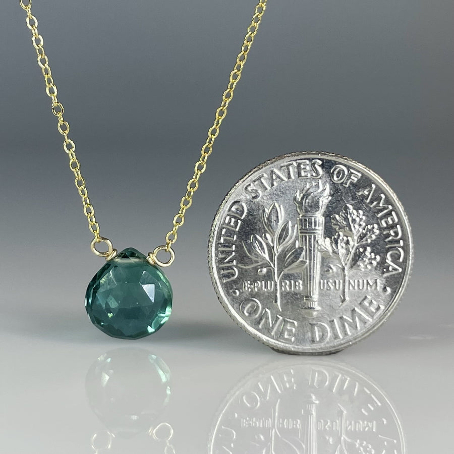 Emerald Hydro Quartz Drop Necklace 8mm