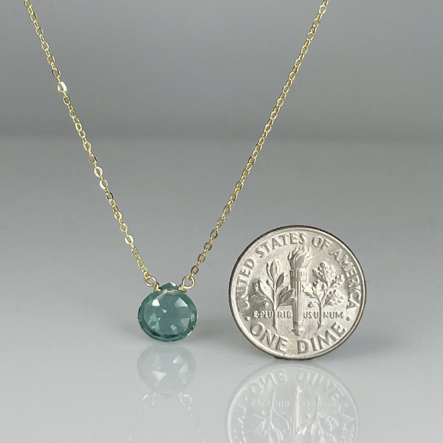 Emerald Hydro Quartz Drop Necklace 8mm