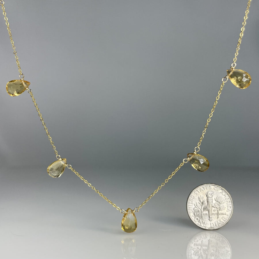 Citrine Multi Drop Necklace 5x7mm