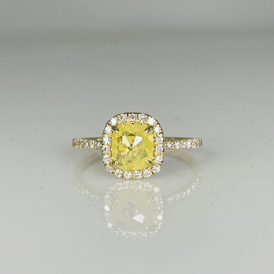 14K Yellow Gold Yellow Diamond Ring 0.86ct/0.22ct
