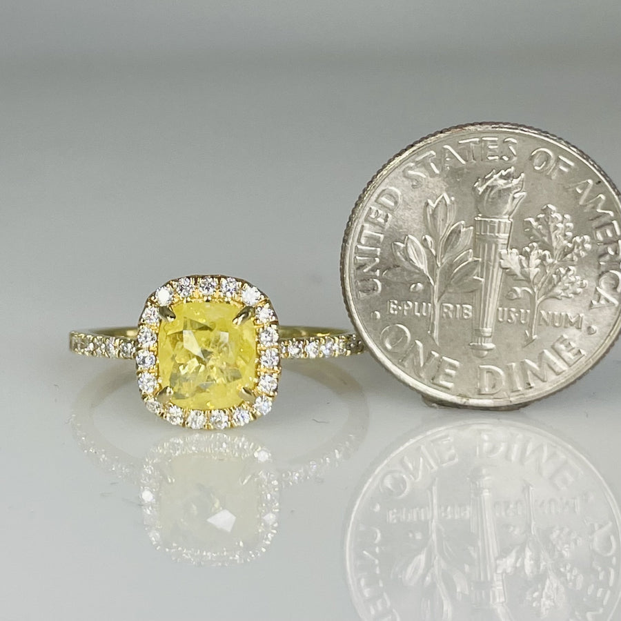 14K Yellow Gold Yellow Diamond Ring 0.86ct/0.22ct