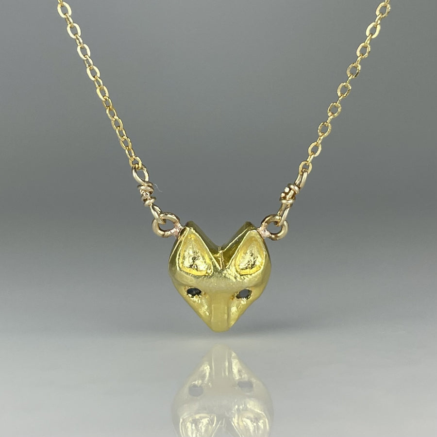 Gold Plated Black Diamond Fox Necklace