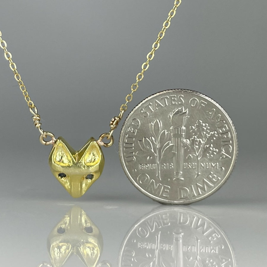 Gold Plated Black Diamond Fox Necklace