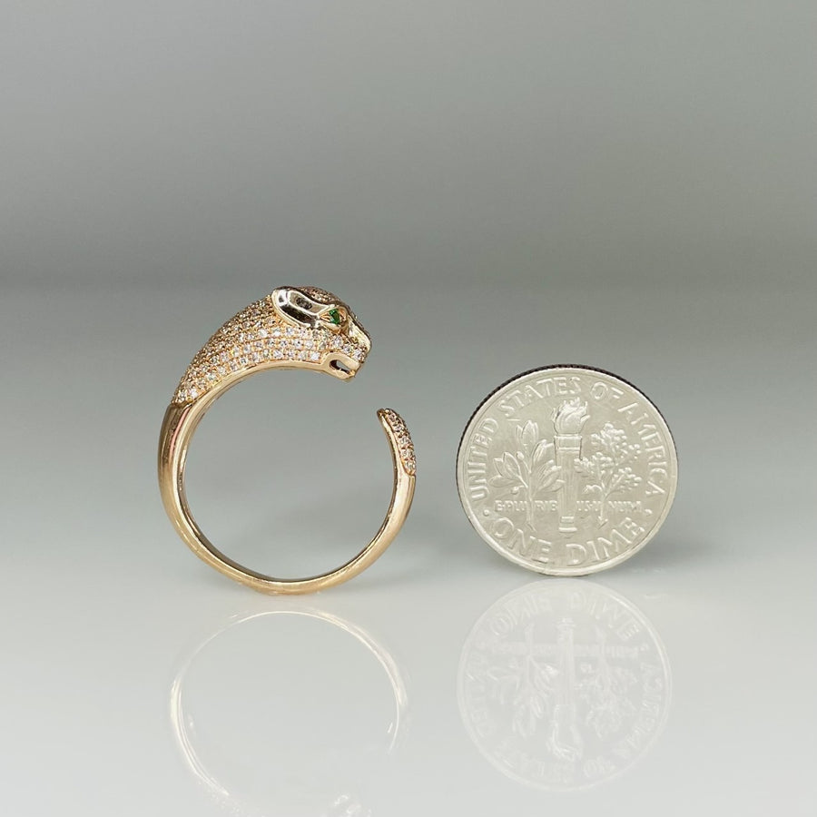 14 Karat Rose Gold Diamond Panther Ring 0.52ct