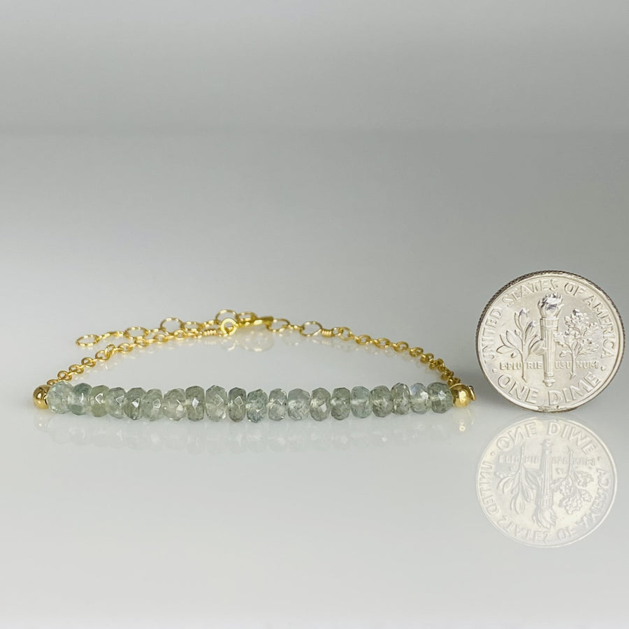 Green Moss Aquamarine 2" Bar Bracelet