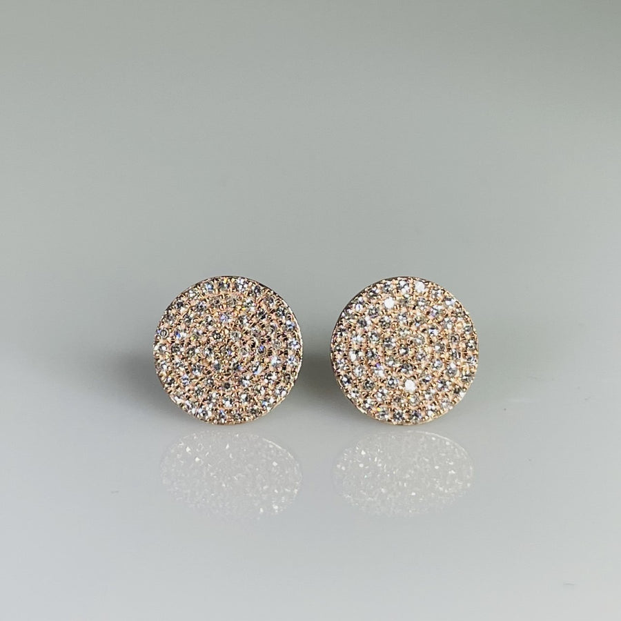 14 Karat Rose Gold Pave Diamond Stud Earrings 0.35ct