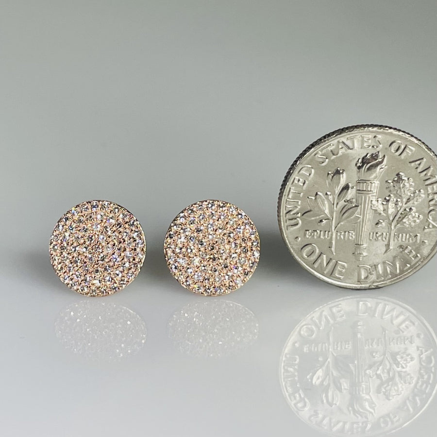 14 Karat Rose Gold Pave Diamond Stud Earrings 0.35ct