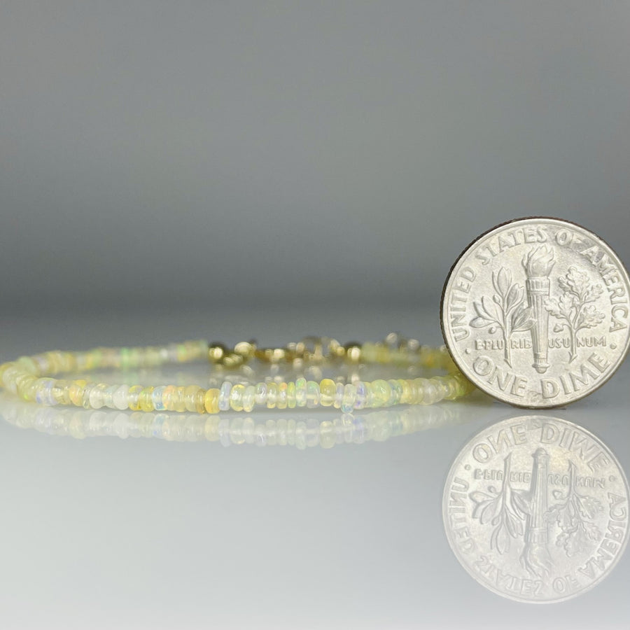 14K Yellow Gold Ethiopian Opal Beaded Bracelet 2.5mm