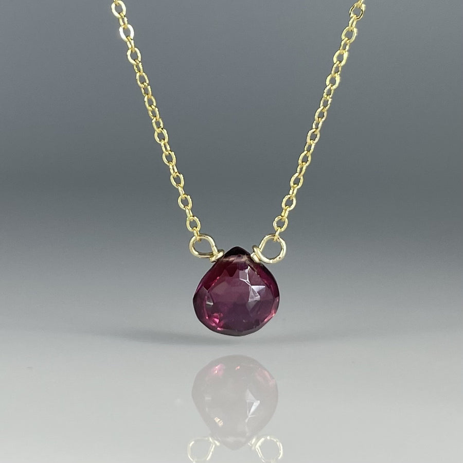 Rhodolite Garnet Drop Necklace 7mm