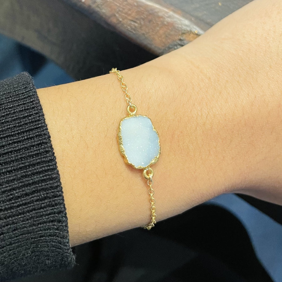Blue Druzy Bezel Bracelet 12x14mm