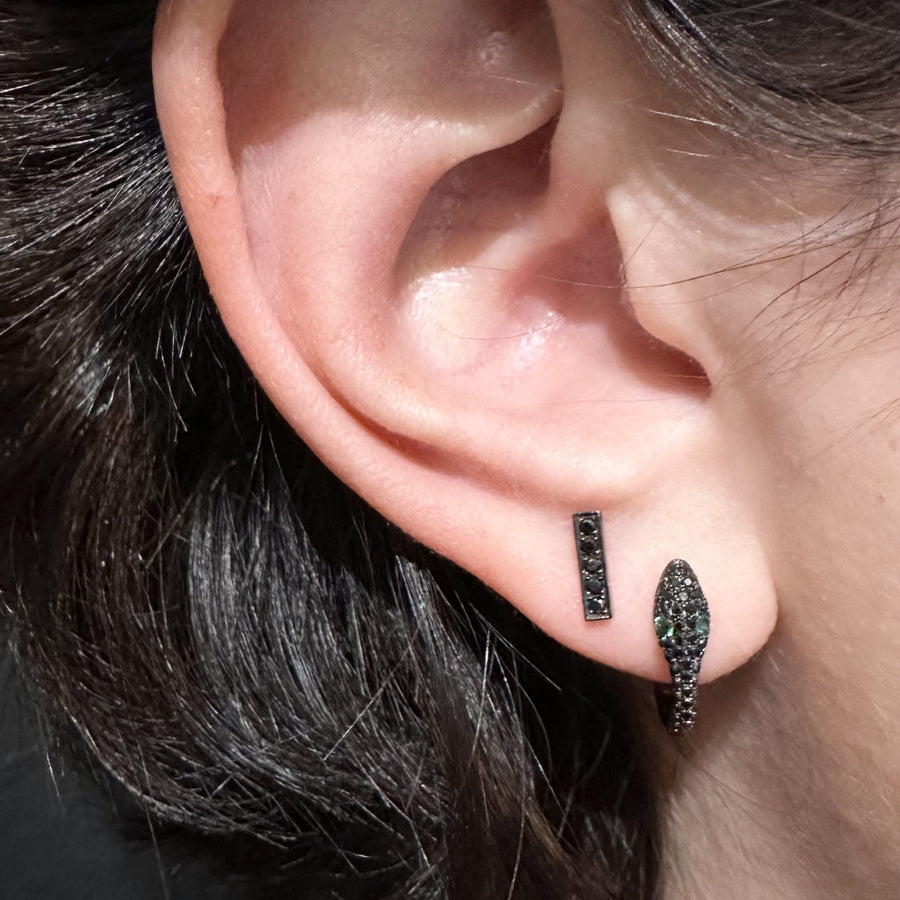 14K White Gold Black Rhodium Black Diamond Stud Earrings 0.11ct