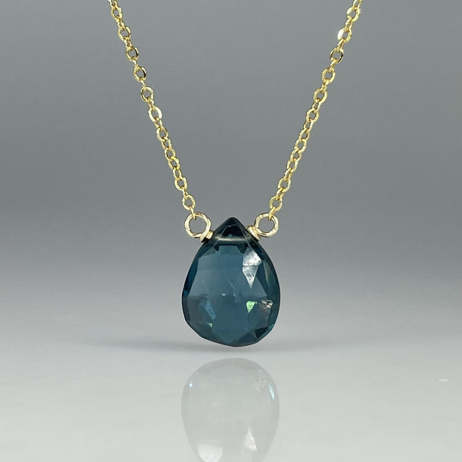 London Blue Quartz Drop Necklace 8x10mm