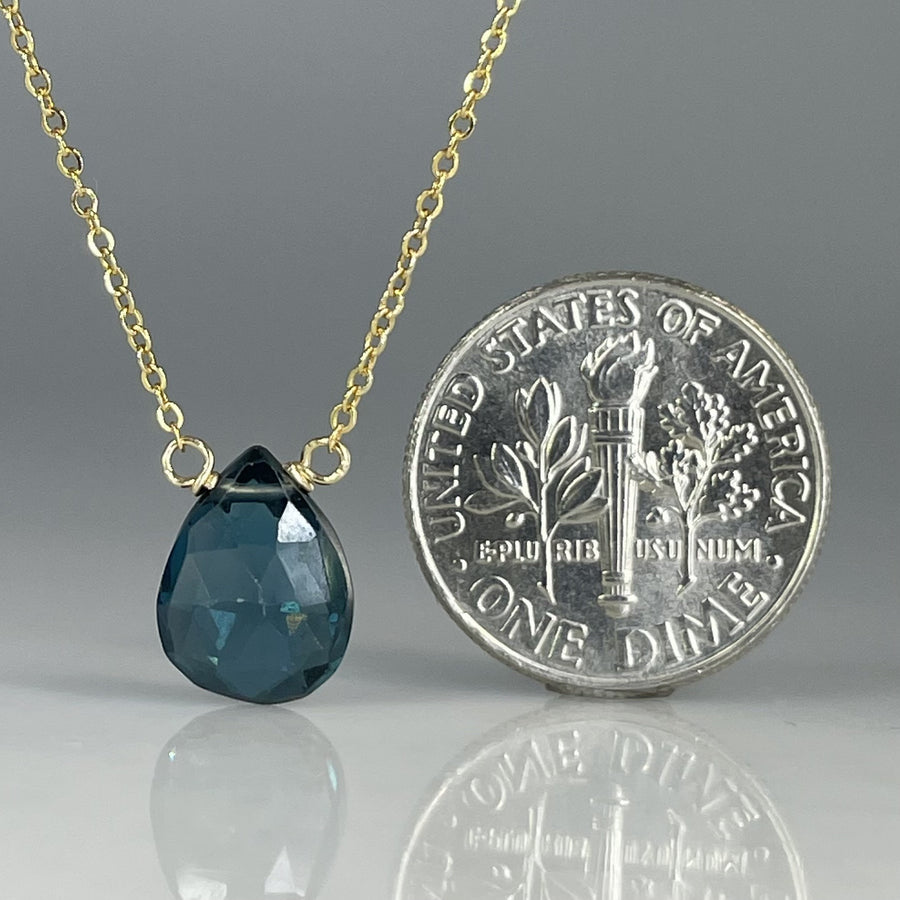 London Blue Quartz Drop Necklace 8x10mm