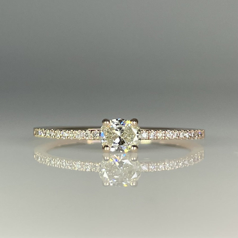 14K Rose Gold Cushion Cut Diamond Ring 0.31/0.12ct