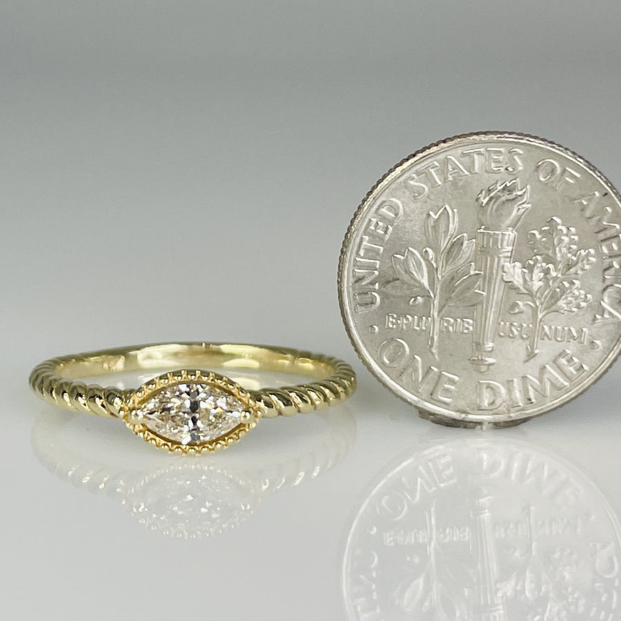 14K Yellow Gold Marquise Diamond Ring 0.18ct