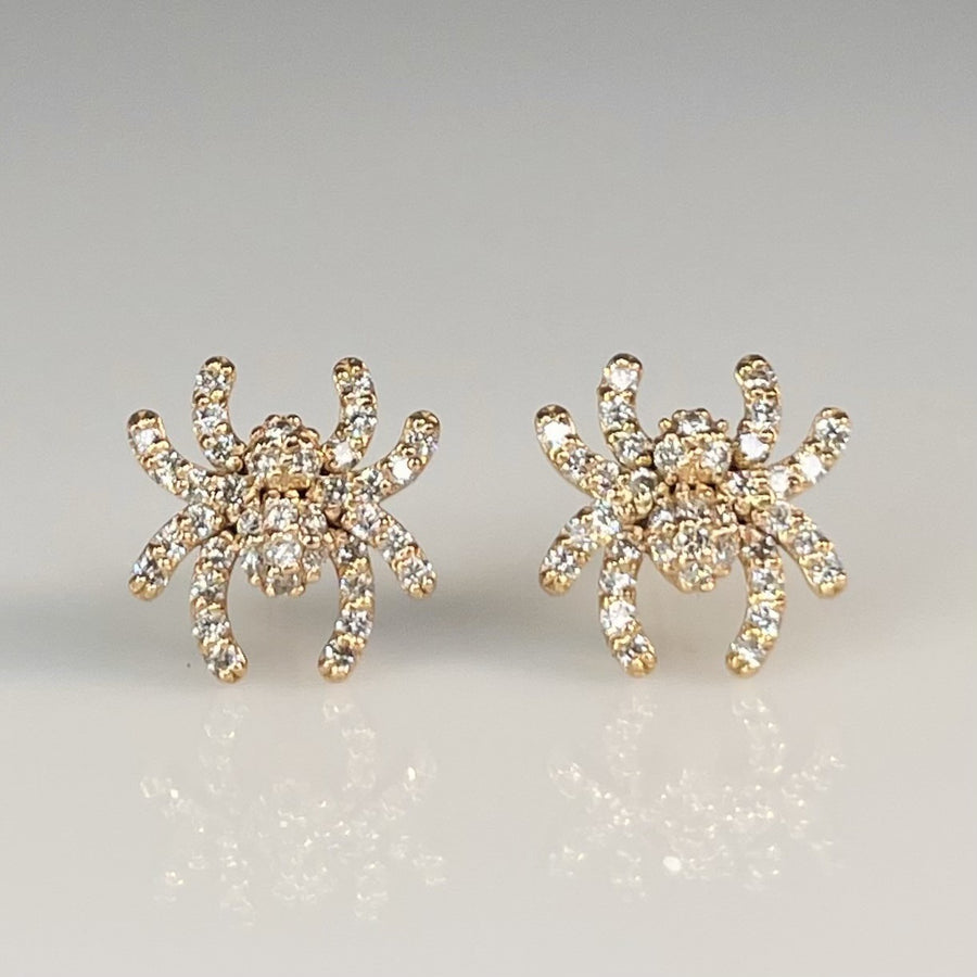 14K Rose Gold Diamond Spider Earrings 0.25ct
