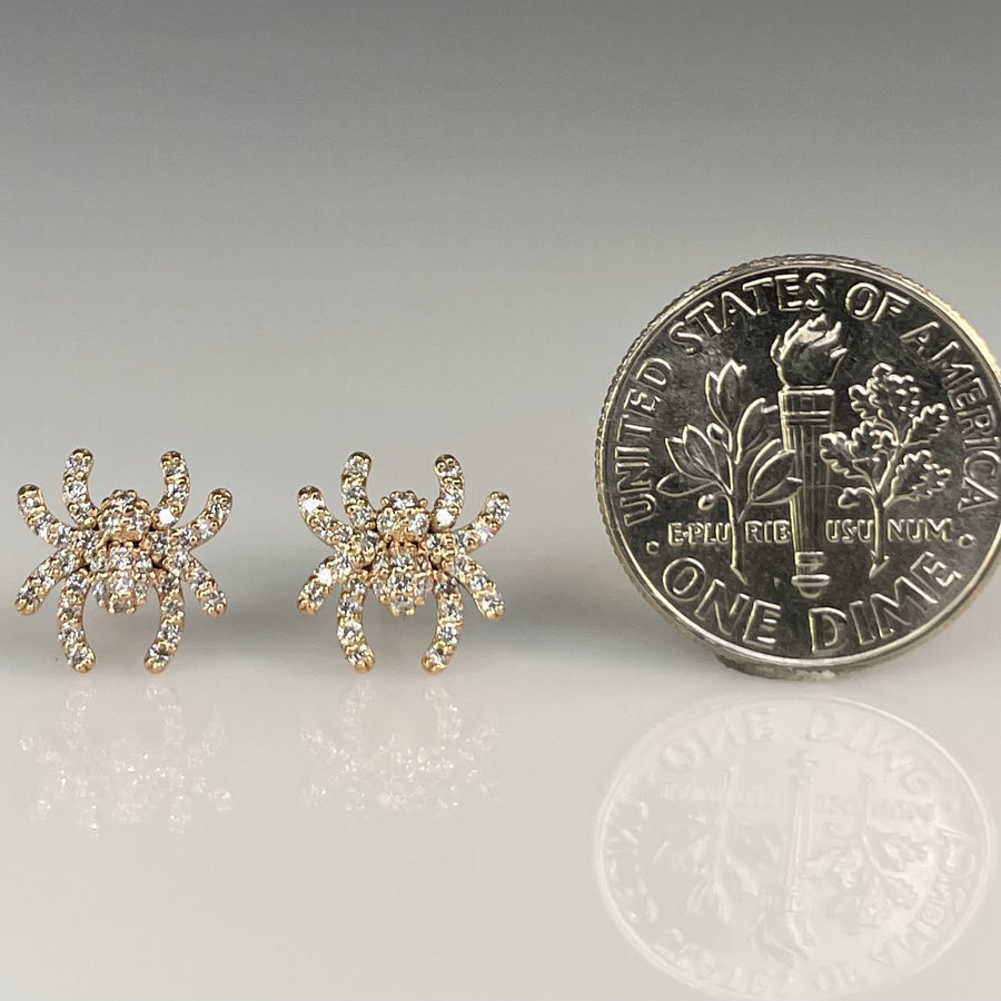 14K Rose Gold Diamond Spider Earrings 0.25ct