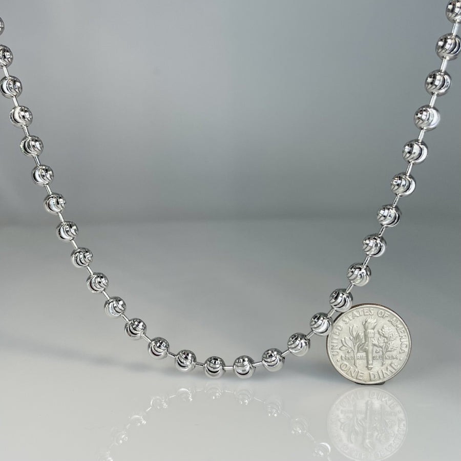 Sterling Silver Diamond Cut Beaded Chain 5mm