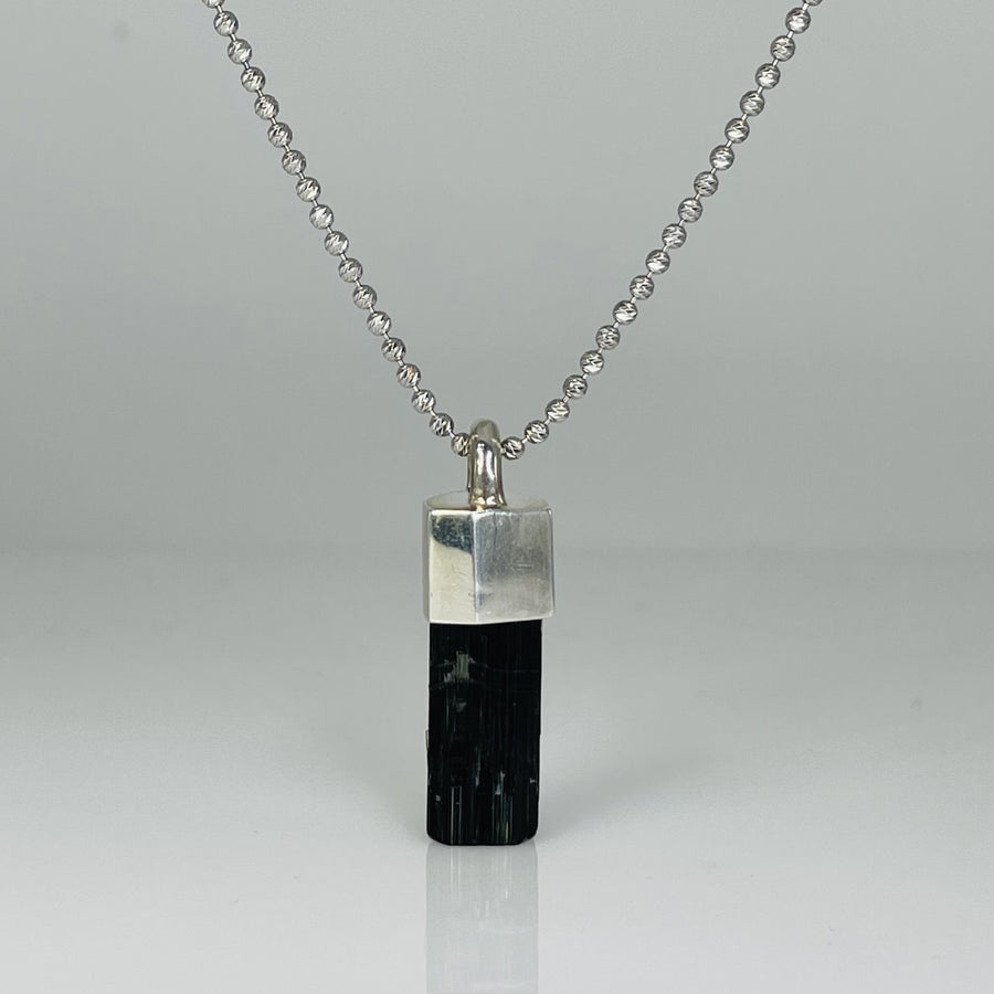 Sterling Silver Black Tourmaline Necklace