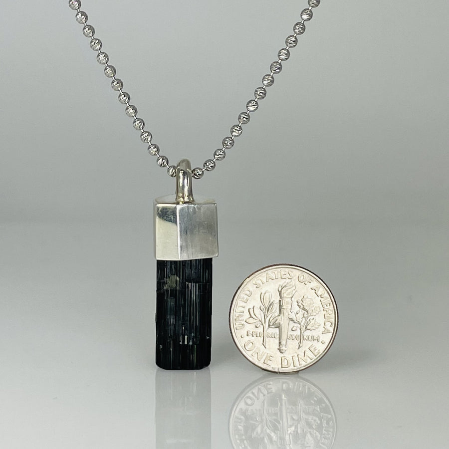 Sterling Silver Black Tourmaline Necklace