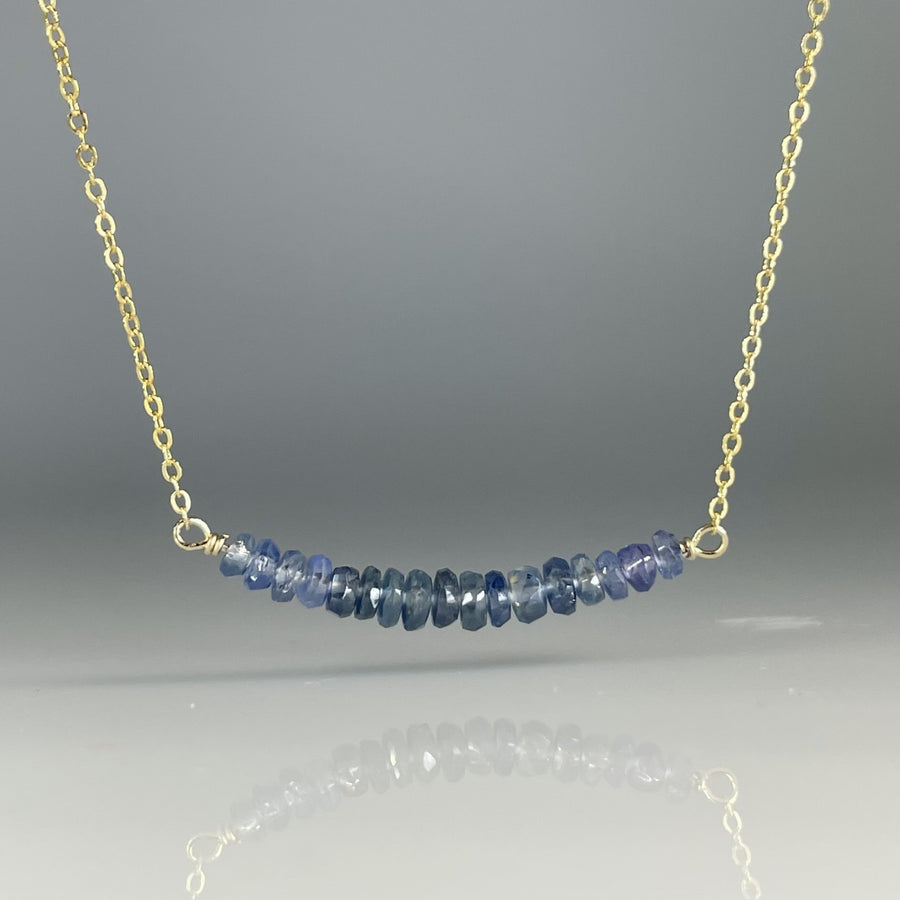 Blue Sapphire Bar Necklace 3mm