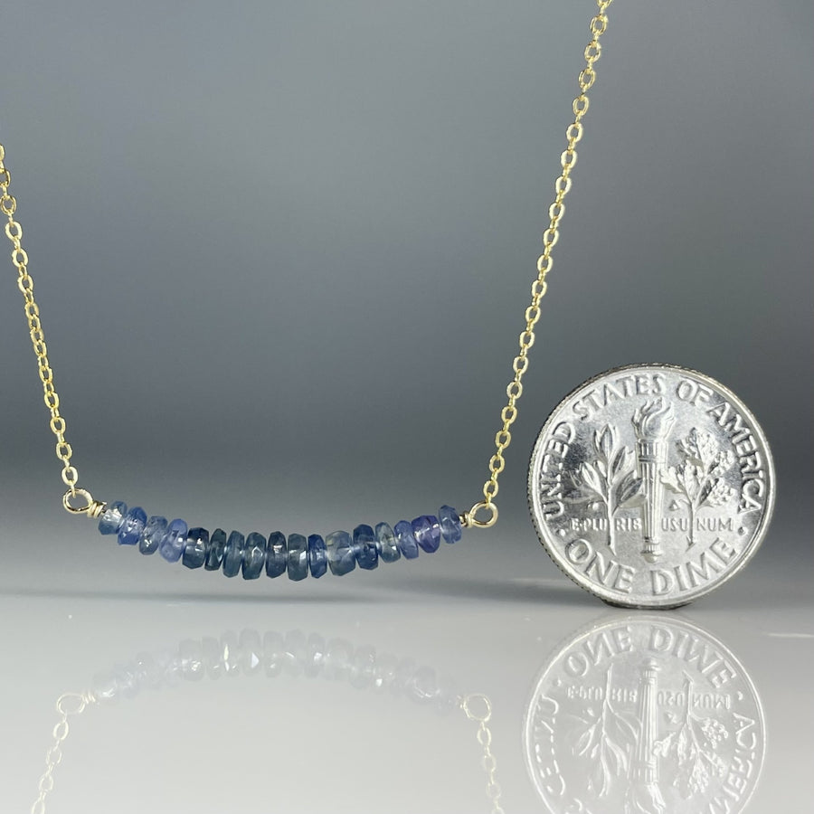 Blue Sapphire Bar Necklace 3mm