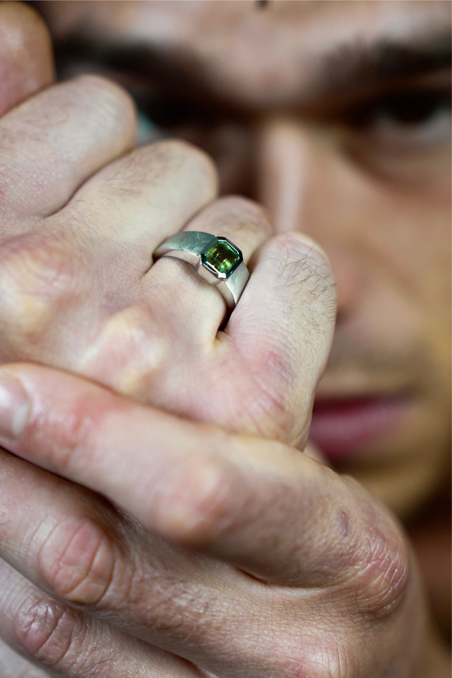 14K White Gold Emerald Ring 1.29ct