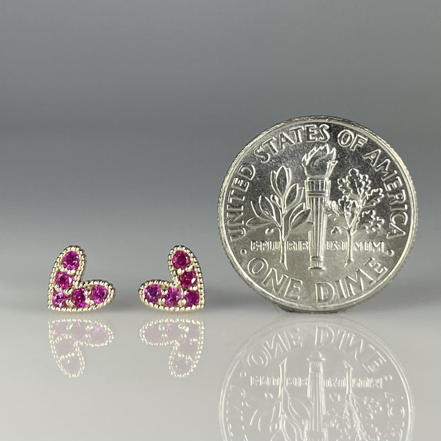 14K Rose Gold Pink Sapphire Heart Earrings 0.22ct