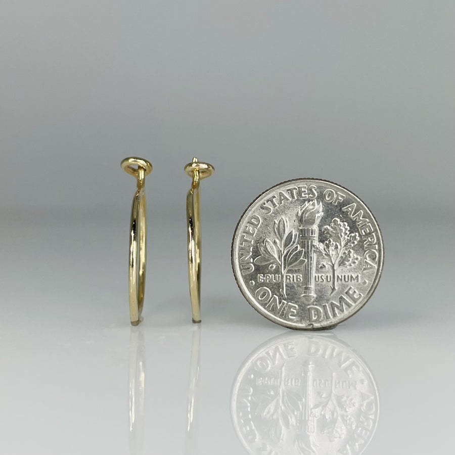 14K Yellow Gold Hoop Earrings 1x18mm