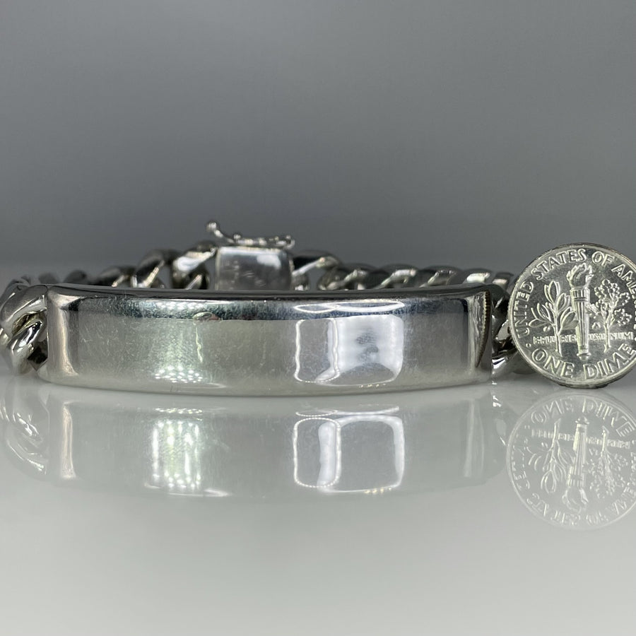 Sterling Silver ID Bar Cuban Bracelet