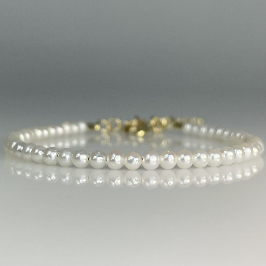 14K Yellow Gold Pearl Beaded Bracelet