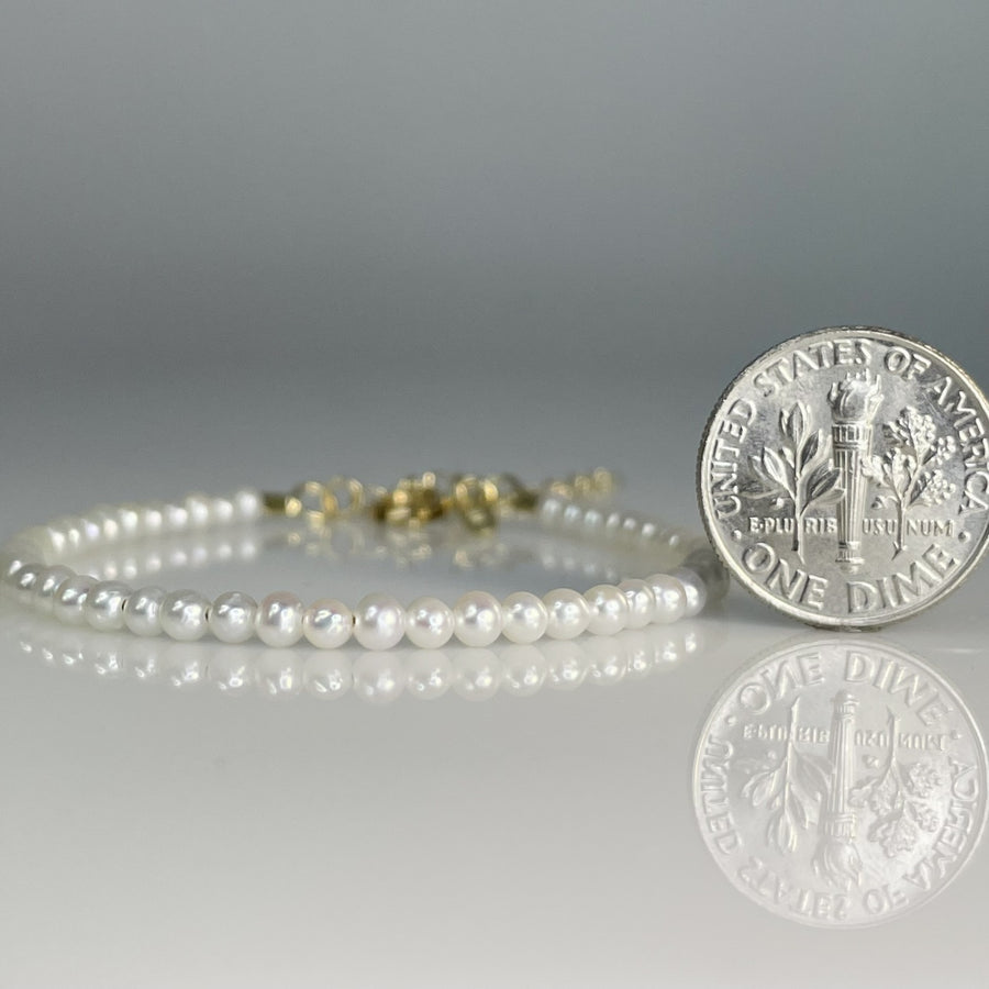 14K Yellow Gold Pearl Beaded Bracelet