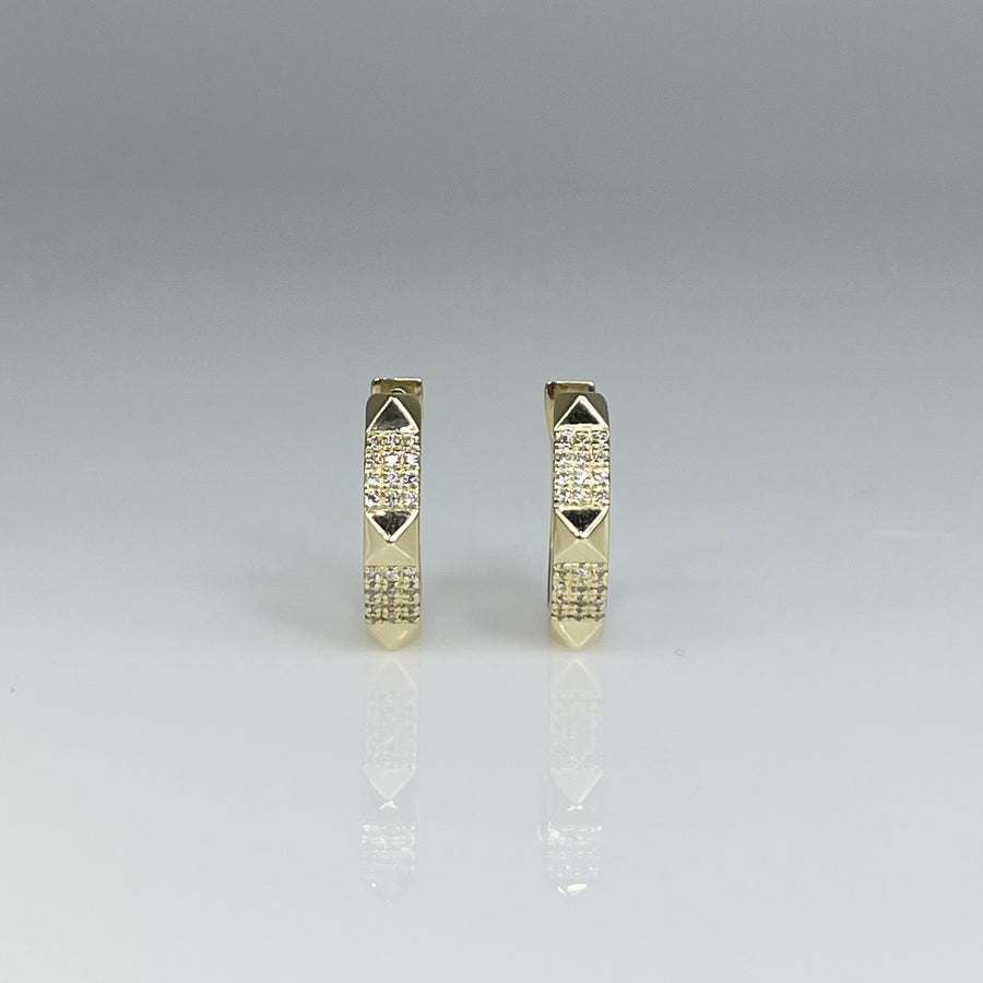 14K Yellow Gold Pyramid Diamond Huggies 0.11ct