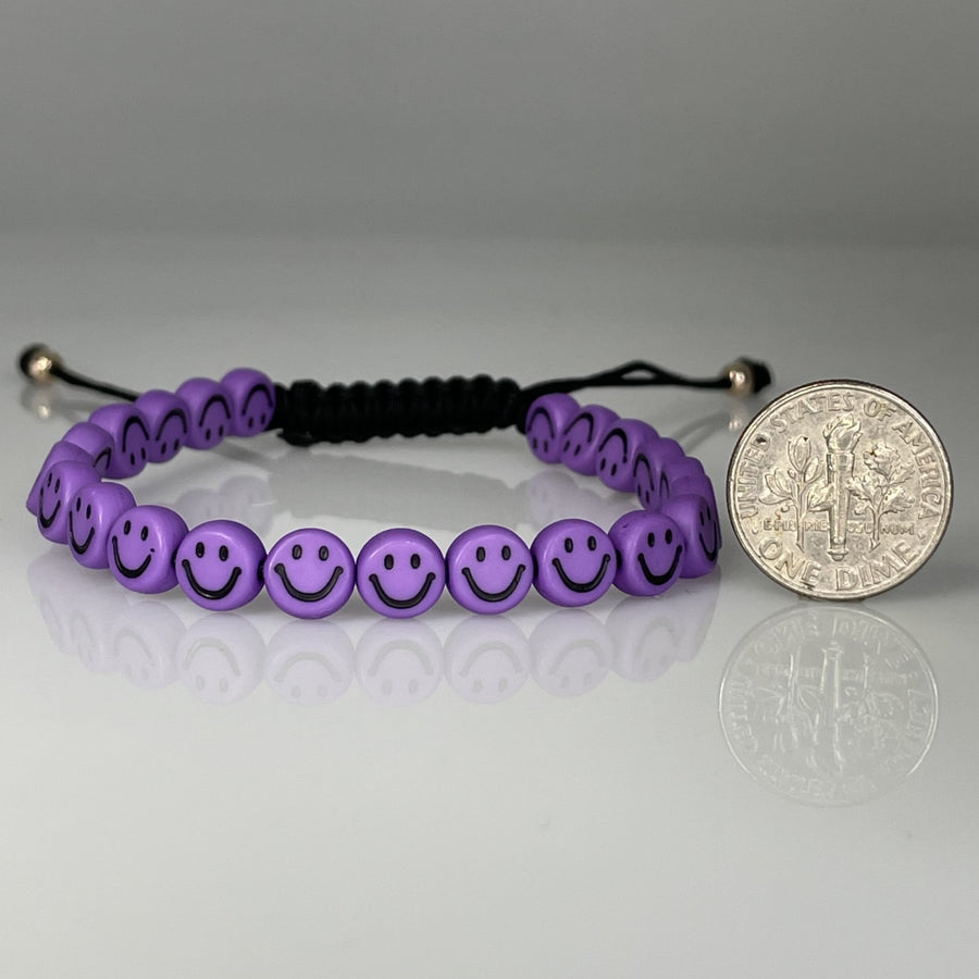 14K Yellow Gold Dark Purple Happy Face Bracelet