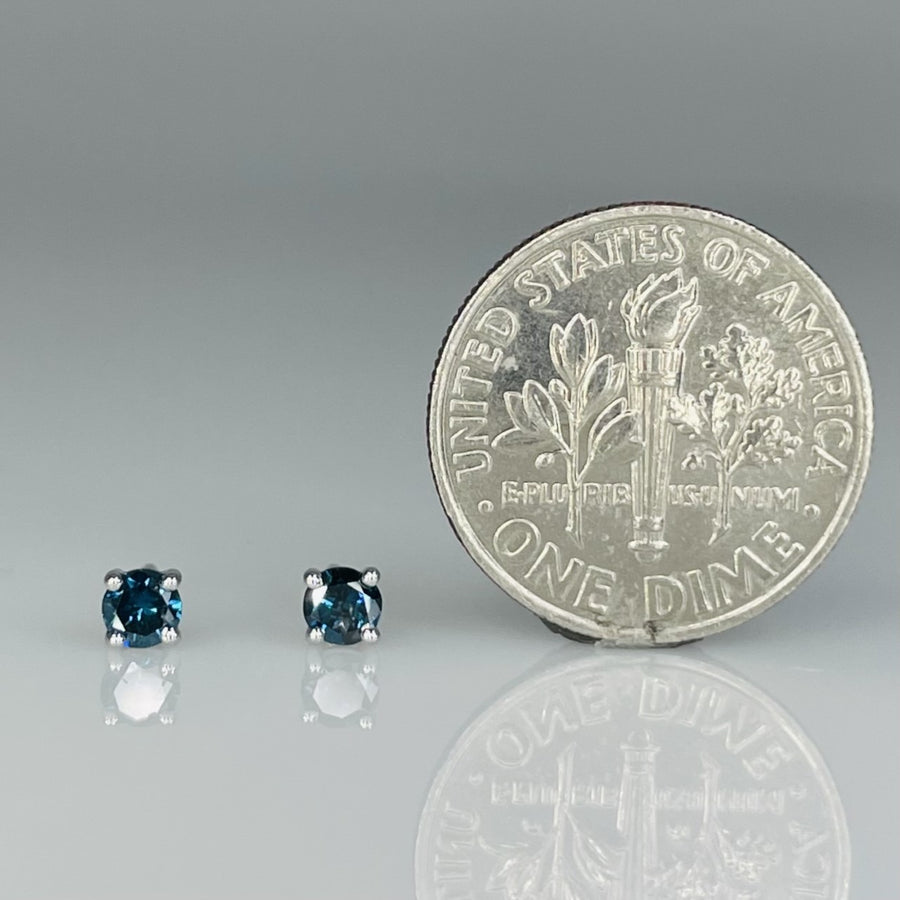 14K White Gold Blue Diamond Studs 0.24ct