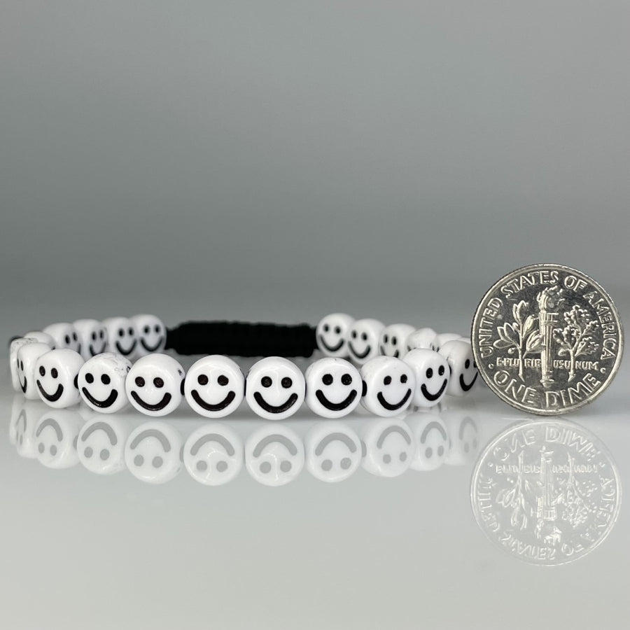 14K Yellow Gold White and Black Happy Face Bracelet